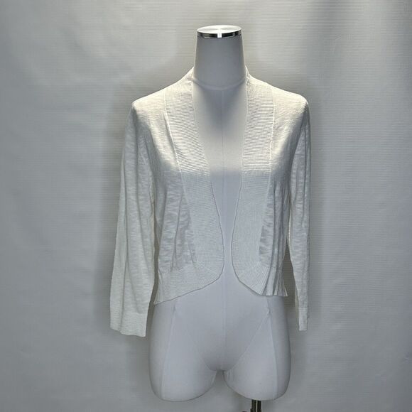 Soft Surroundings Playa Bonita Cardigan Women Med Ivory Sweater Open Front 2DF38 - Picture 2 of 12